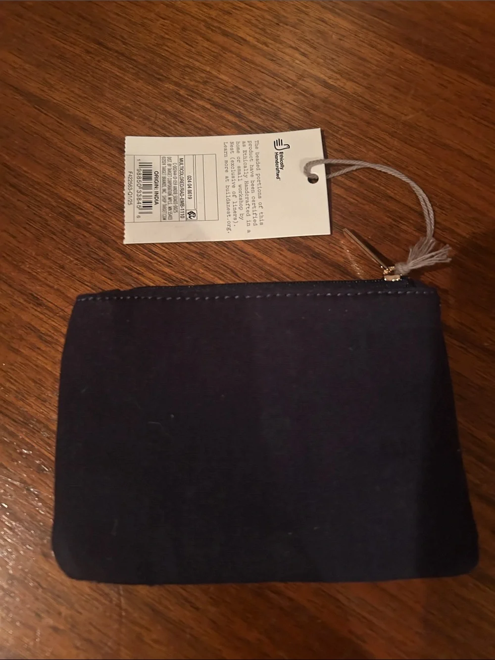 a new day Navy Beaded Card Pouch with Red Lobster Motif